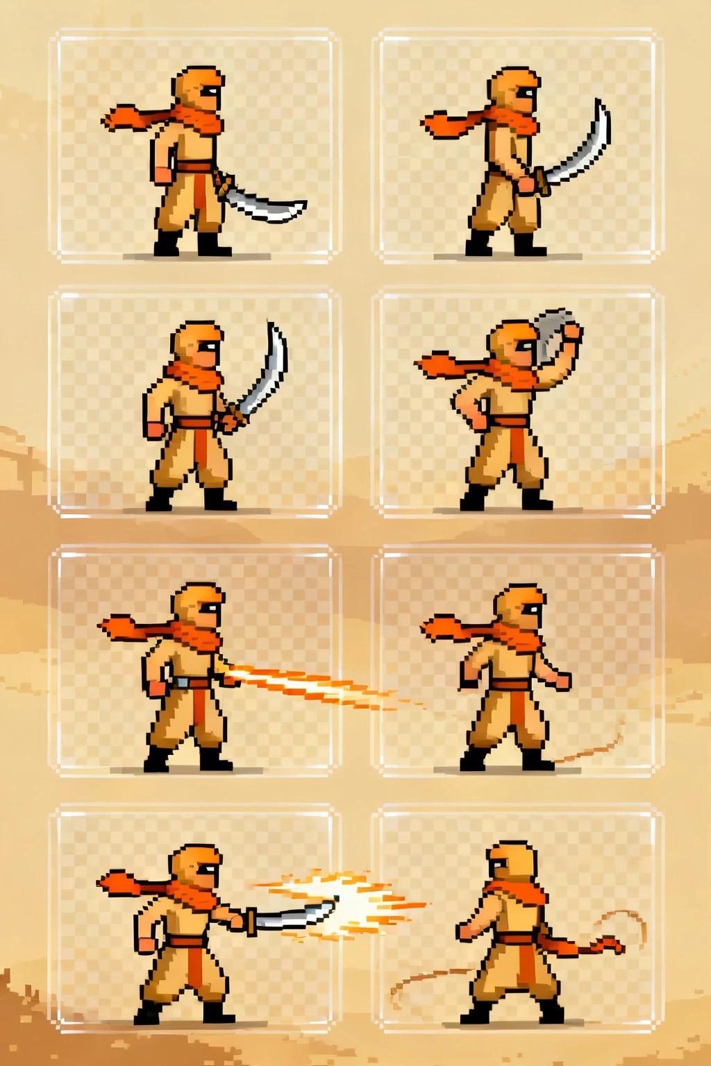 Desert bandit attack animation sprite sheet example